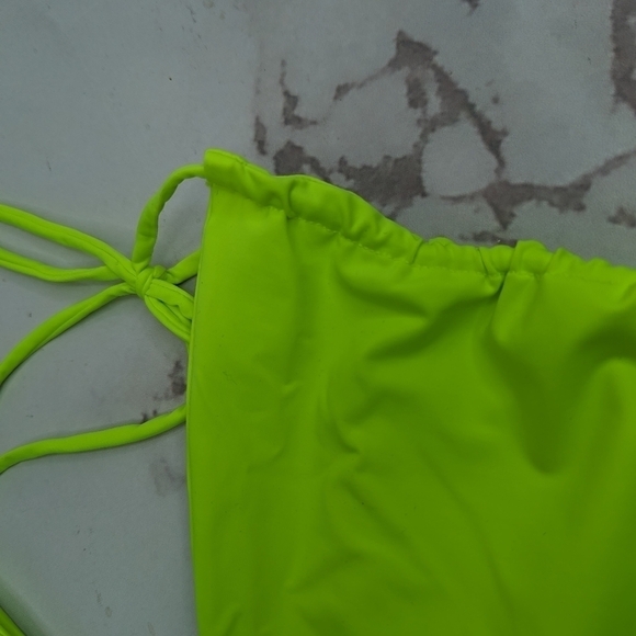 Good American Swim Bottom Women Electric Green Tiny Ties Bikini Neon - Picture 6 of 11